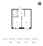 Планировка 1-комнатной квартиры, 38 м2
