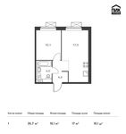 Планировка 1-комнатной квартиры, 35,7 м2