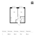 Планировка 1-комнатной квартиры, 35,9 м2