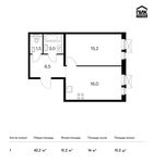 Планировка 1-комнатной квартиры, 42,2 м2
