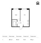 Планировка 1-комнатной квартиры, 35,7 м2