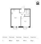 Планировка 1-комнатной квартиры, 39,9 м2