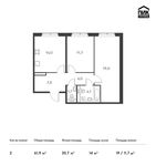 Планировка 2-комнатной квартиры, 61,9 м2