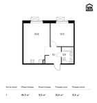 Планировка 1-комнатной квартиры, 45,3 м2
