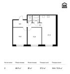 Планировка 2-комнатной квартиры, 68,9 м2