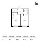 Планировка 1-комнатной квартиры, 35 м2