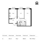 Планировка 2-комнатной квартиры, 61,1 м2