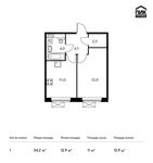 Планировка 1-комнатной квартиры, 34,2 м2
