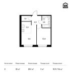 Планировка 2-комнатной квартиры, 35 м2