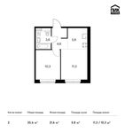 Планировка 2-комнатной квартиры, 35,6 м2