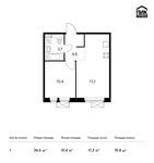 Планировка 1-комнатной квартиры, 36,5 м2
