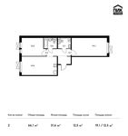 Планировка 2-комнатной квартиры, 66,1 м2