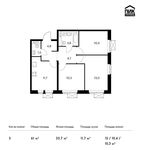 Планировка 3-комнатной квартиры, 61 м2