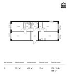 Планировка 3-комнатной квартиры, 79,7 м2