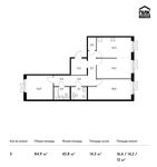 Планировка 3-комнатной квартиры, 84,9 м2