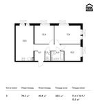 Планировка 3-комнатной квартиры, 78,5 м2