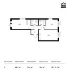 Планировка 2-комнатной квартиры, 68,8 м2