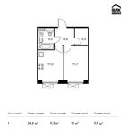 Планировка 1-комнатной квартиры, 34,3 м2