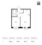 Планировка 1-комнатной квартиры, 38,2 м2