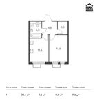 Планировка 1-комнатной квартиры, 33,6 м2