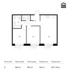 Планировка 2-комнатной квартиры, 54,6 м2