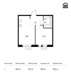 Планировка 1-комнатной квартиры, 41,2 м2