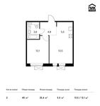Планировка 2-комнатной квартиры, 40 м2