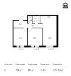 Планировка 2-комнатной квартиры, 70,2 м2