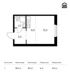 Планировка квартиры студии, 25,4 м2