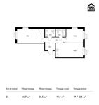 Планировка 2-комнатной квартиры, 66,7 м2