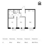 Планировка 2-комнатной квартиры, 53 м2