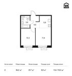 Планировка 2-комнатной квартиры, 36,2 м2