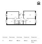 Планировка 3-комнатной квартиры, 92,1 м2