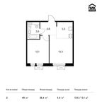 Планировка 2-комнатной квартиры, 40 м2