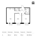 Планировка 2-комнатной квартиры, 55,5 м2