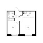 Планировка 2-комнатной квартиры, 43,2 м2