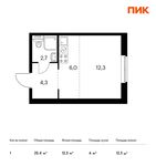 Планировка квартиры студии, 25,4 м2