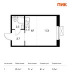 Планировка квартиры студии, 23,4 м2