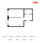 Планировка 1-комнатной квартиры, 42,9 м2