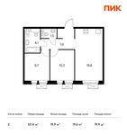 Планировка 2-комнатной квартиры, 53,4 м2