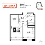 Планировка 1-комнатной квартиры, 38,2 м2