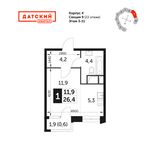 Планировка квартиры студии, 26,3 м2