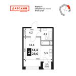 Планировка квартиры студии, 28,5 м2
