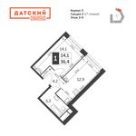 Планировка 1-комнатной квартиры, 36,4 м2