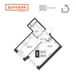 Планировка 1-комнатной квартиры, 34 м2