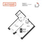 Планировка 1-комнатной квартиры, 33,7 м2