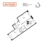 Планировка 2-комнатной квартиры, 53,1 м2