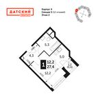Планировка квартиры студии, 27,4 м2