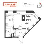 Планировка квартиры студии, 30,4 м2