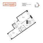 Планировка 2-комнатной квартиры, 53 м2
